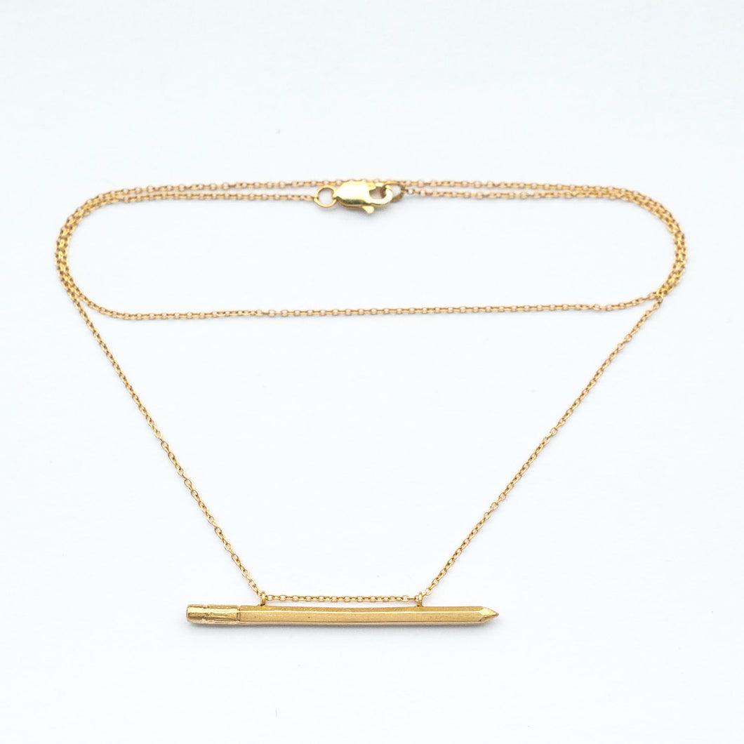 Solid 14k Gold Pencil Necklace