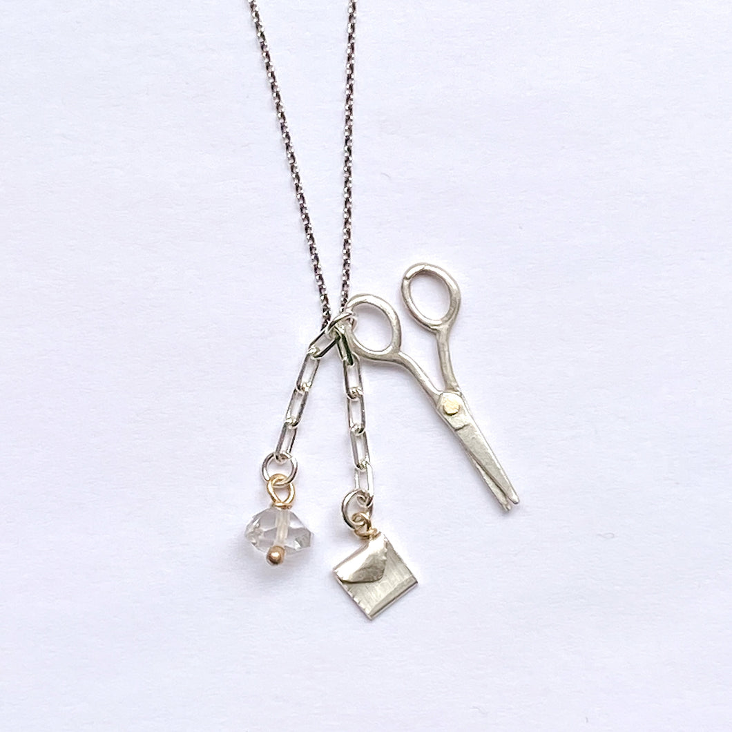 Rock, Paper, Scissors Necklace - Silver